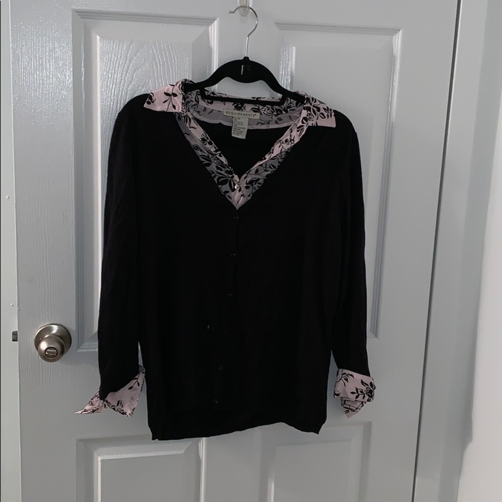 Button Down Sweater with False Collared Shirt